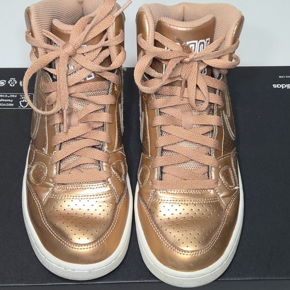 Nike Son of Force Mid Sneakers Metallic Bronze White Women's Size 7.5 Rose Gold - Picture 4 of 8